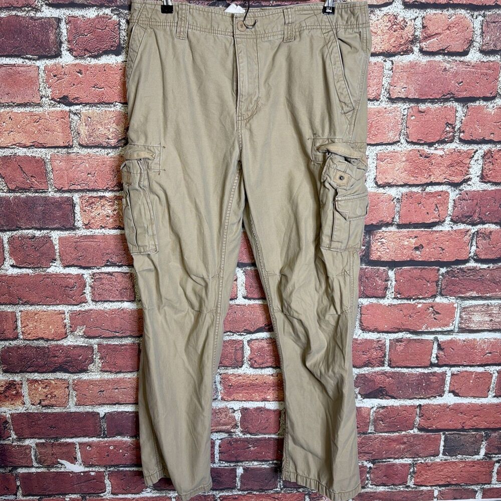 Hurley Cargo Pants Mens 34x34 Beige Y2K Grunge Utility Pockets Workwear